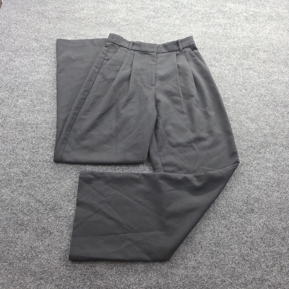 Abercrombie & Fitch Sloane Tailor Pants Curve Love Wide Leg Pleated 6L 28 Black - Picture 2 of 11